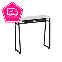 Cargar imagen en el visor de la galería, Mesa Portátil Letmex Manicure Con Cajones Andes Metálica Negro / Blanco