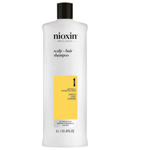 Cargar imagen en el visor de la galería, Nioxin Sistema #1 Shampoo Anticaída para Cabello Natural de 1000 ml ideal para fortalecer y purificar el cuero cabelludo