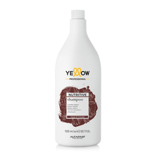 Cargar imagen en el visor de la galería, Yellow Nutritive Shampoo 1500ml de nutrición profunda con aceite de argán y coco para cabello deshidratado y opaco