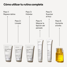 Cargar imagen en el visor de la galería, Rutina en pasos del kit The Mini Essentials Set de Olaplex incluye olaplex n°3, n°4, n°5, n°7, n°6 y n°9
