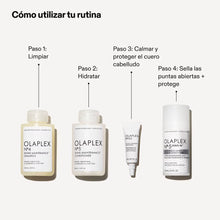 Cargar imagen en el visor de la galería, Rutina de como utiulizar pproductos en kit olaplex The Instant Hydration Set Product
