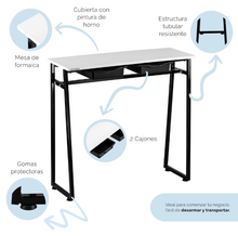 Cargar imagen en el visor de la galería, Mesa Portátil Letmex Manicure Con Cajones Andes Metálica Negro / Blanco
