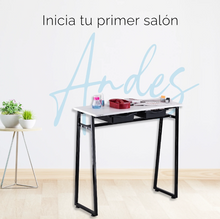 Cargar imagen en el visor de la galería, Mesa Portátil Letmex Manicure Con Cajones Andes Metálica Negro / Blanco
