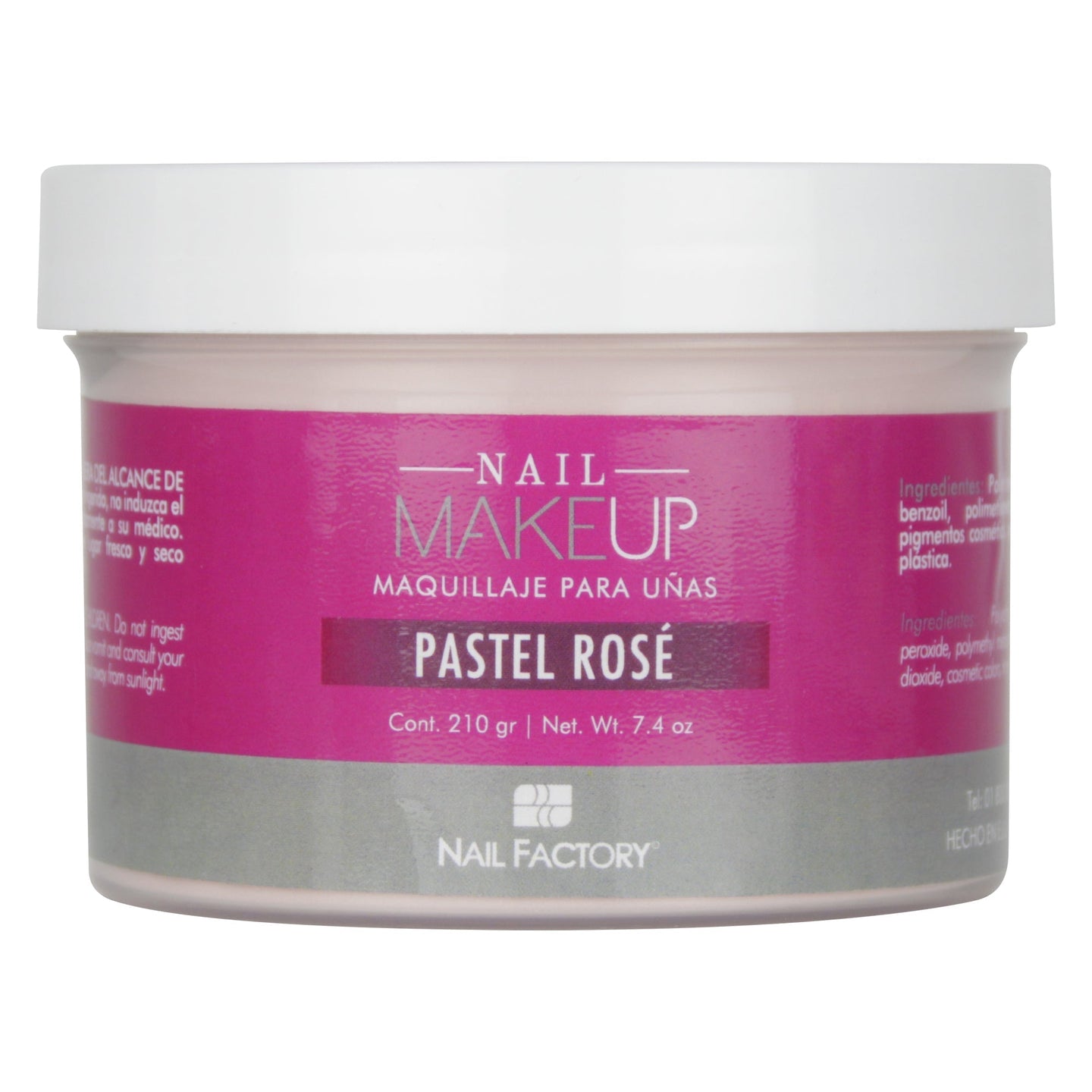 Polvo Acrílico Make Up Pastel Rose para Decoración de Uñas 210g