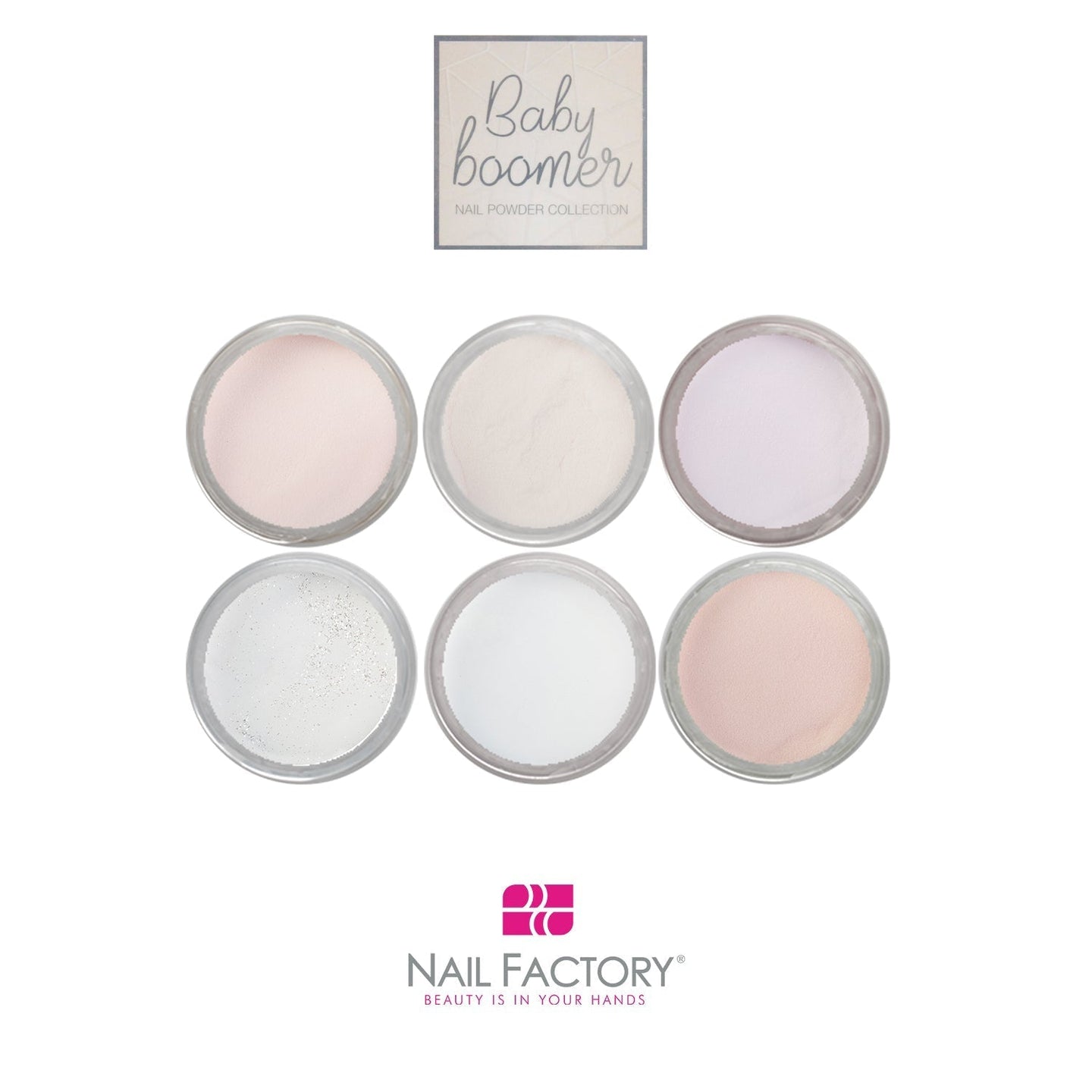 Polvo Acrílico Baby Boomer Collection para Decoración de Uñas 6pzas