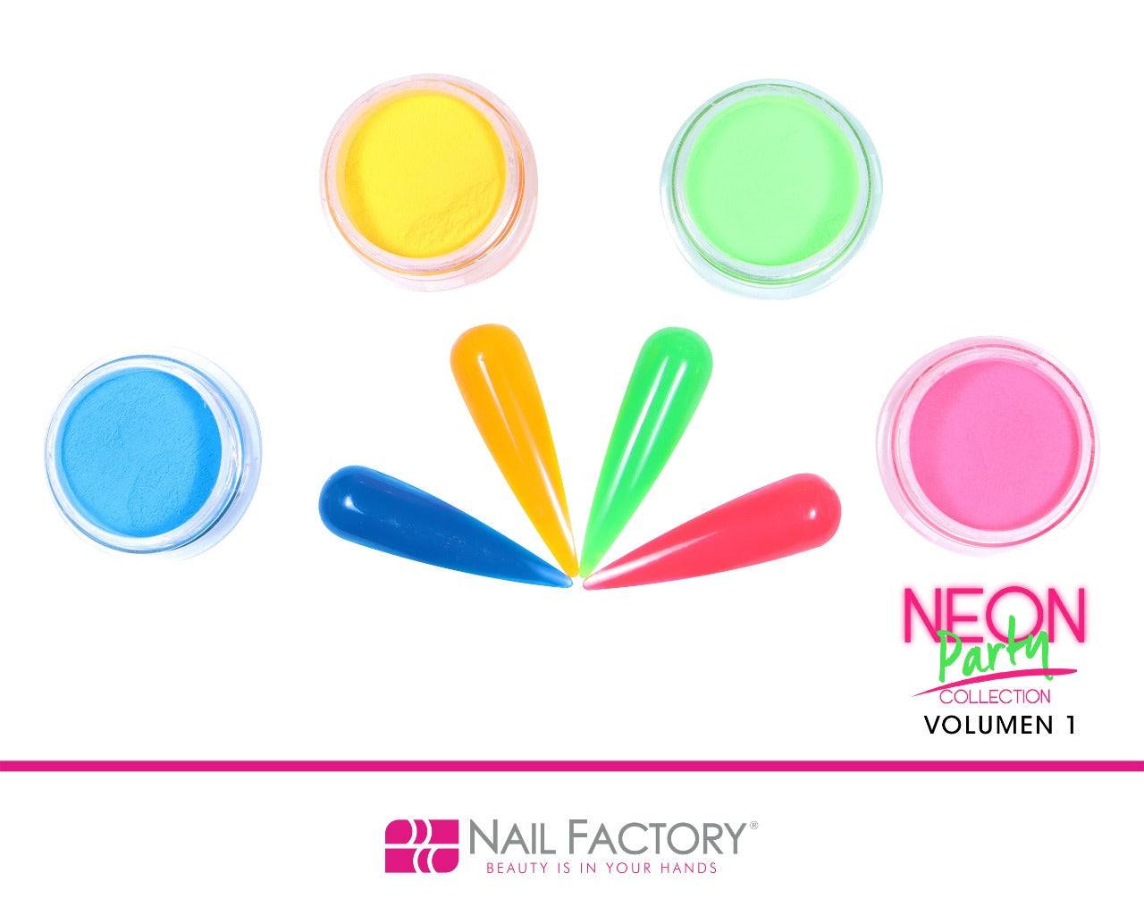 Polvo Acrílico Neon V1 Collection para Decoración de Uñas 4pzas