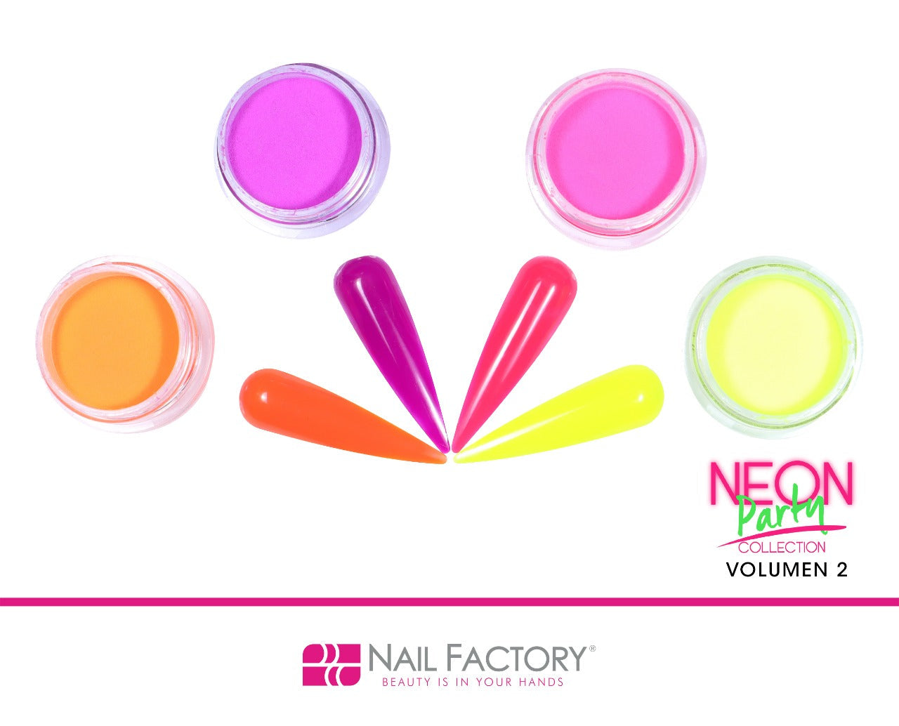 Polvo Acrílico Neon V2 Collection para Decoración de Uñas 4pzas